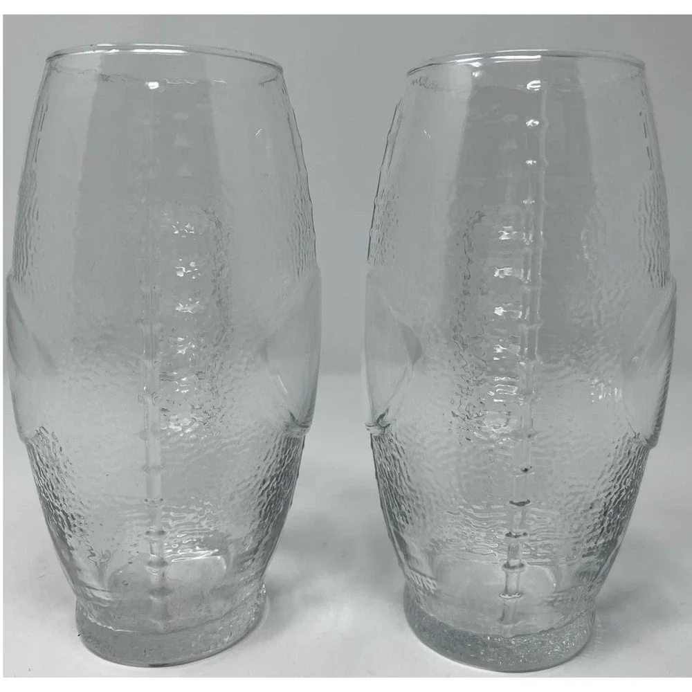 Football Shaped Textured Glass‎ 6 3/4